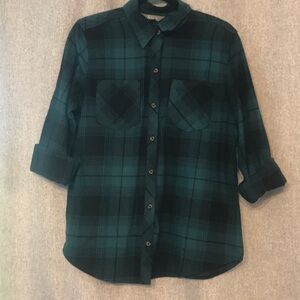 Teal and Black Plaid Shirt